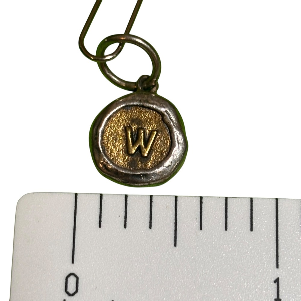Waxing Poetic Sterling Silver Brass Initial W Wax Seal Charm Pendant Two Tone